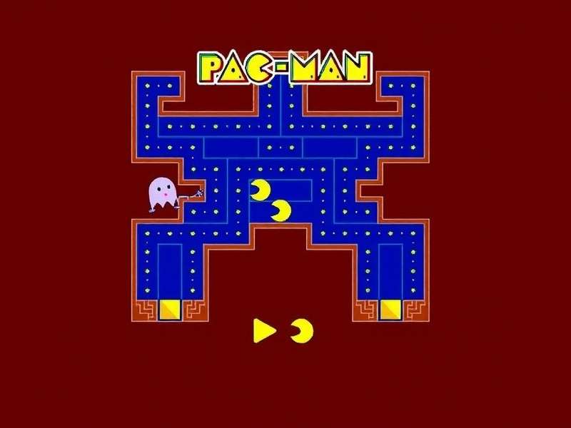 Pac-Man gameplay screenshot showing maze and ghosts