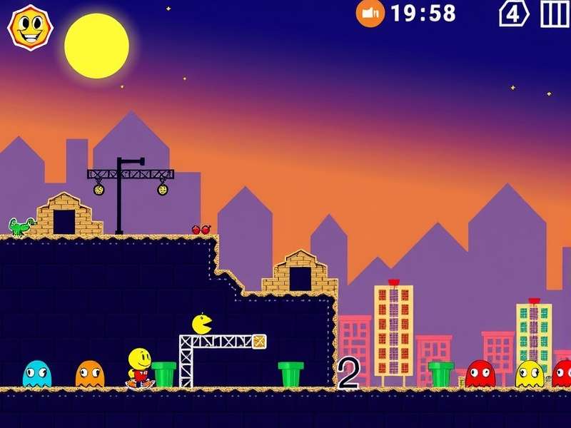 PAC-MAN game running on a modern computer monitor with keyboard controls