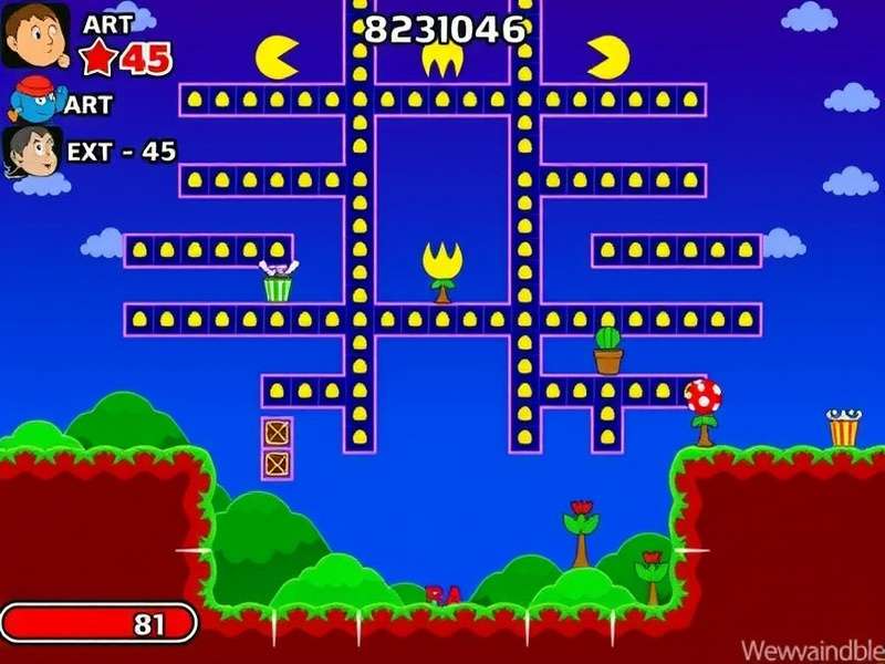 Evolution of Pac-Man game graphics from 1980 to 2023