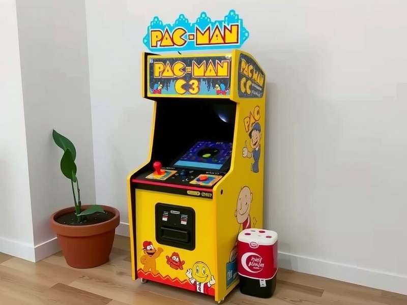 Original 1980 PAC-MAN arcade cabinet in a game room