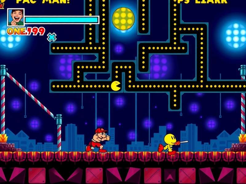 Gameplay screenshot of PAC-MAN World 2 on PlayStation 2 showing PAC-MAN in a vibrant jungle level
