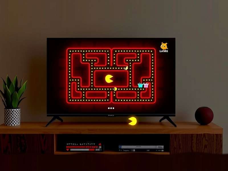 PAC MAN arcade cabinet connected to modern television