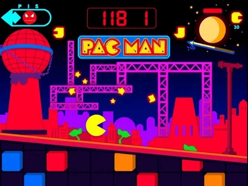 MS Pac Man arcade cabinet with highlighted riser elements