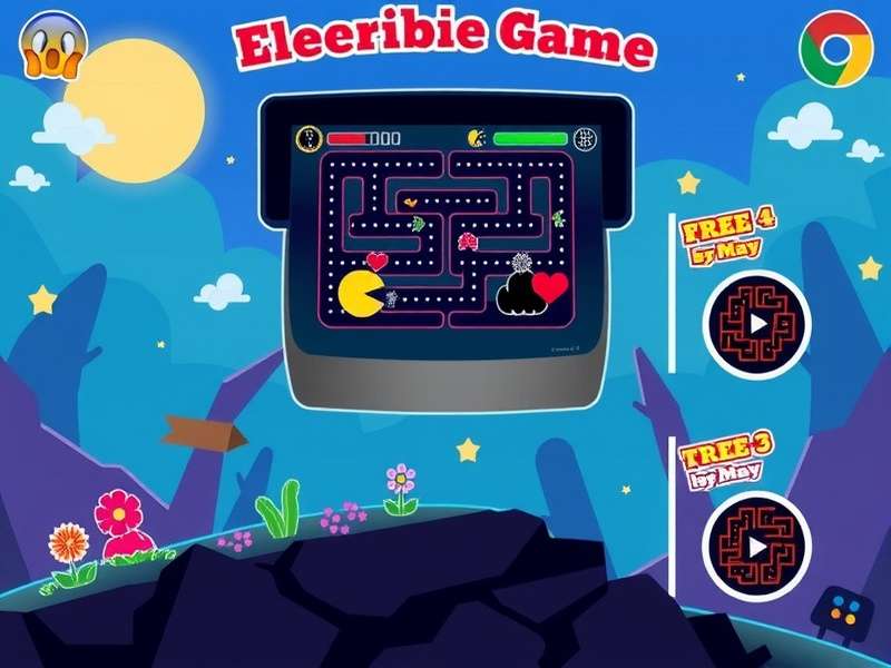 PAC-MAN game running smoothly on a Chromebook screen, showcasing vibrant colors and clear maze details