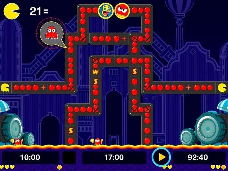PAC MAN game online free screenshot showing maze and ghosts