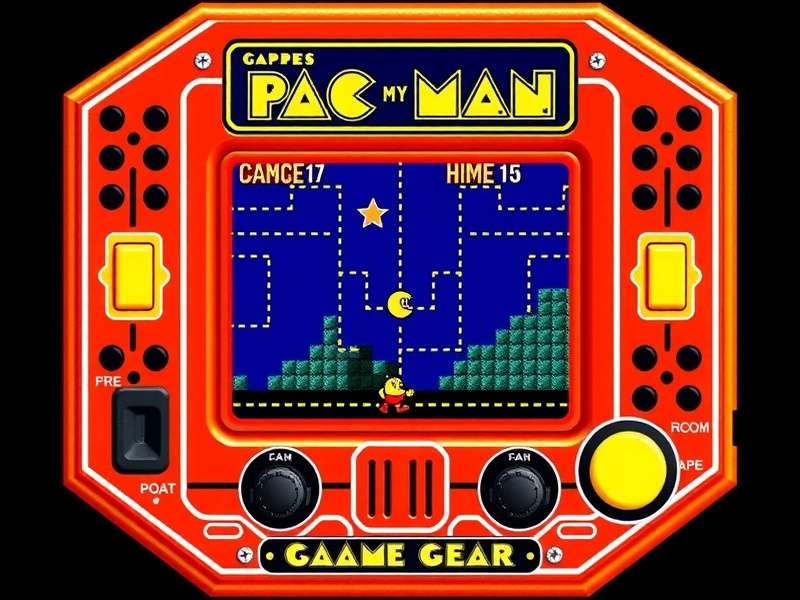 Sega Game Gear handheld console playing PAC-MAN