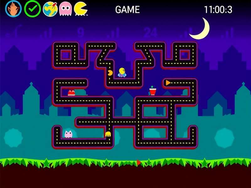 Ms. Pac-Man gameplay screenshot showing maze and ghosts