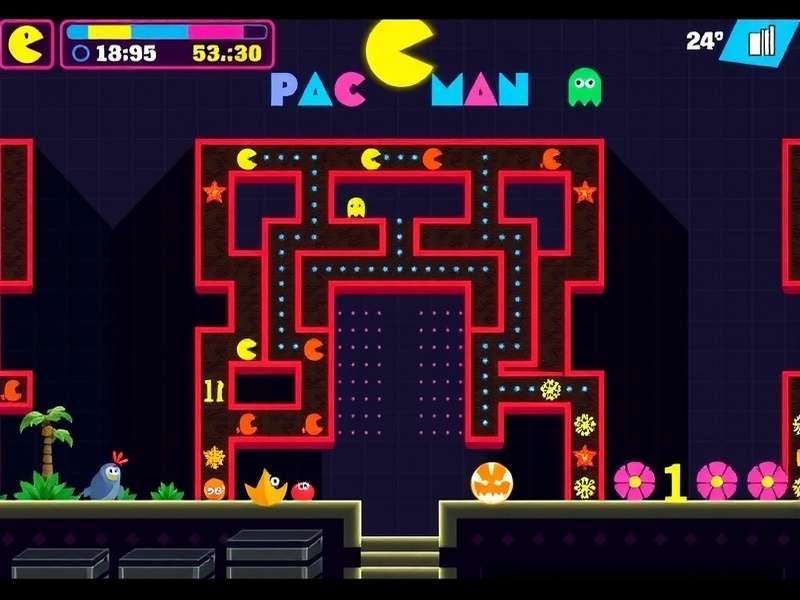 PAC-MAN arcade cabinet with sound wave visualization