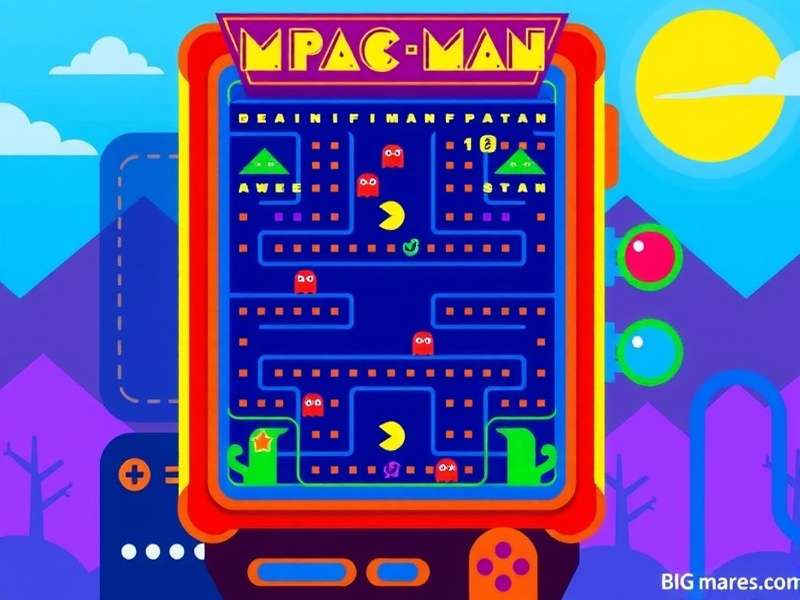 Ms Pac Man gameplay on Sega Game Gear screen showing maze and ghosts