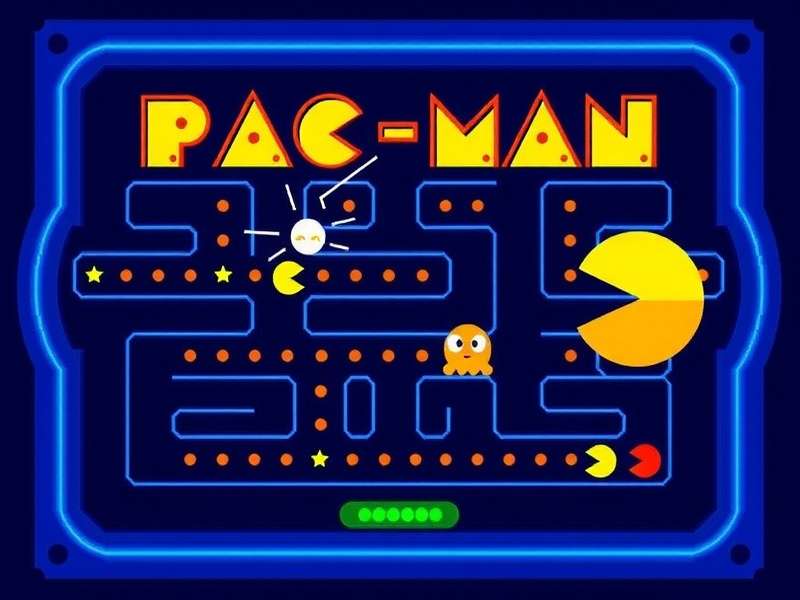 Vintage Pacman arcade machine in a retro arcade setting