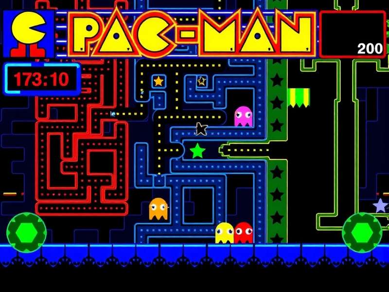 Pac Man arcade cabinet and modern versions collage