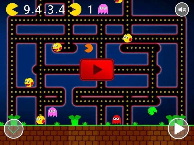 Screenshot of the original Google Pac-Man Doodle from 2010 showing the playable maze over the Google logo