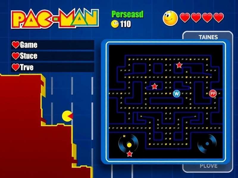 PAC MAN game being played on a laptop computer screen