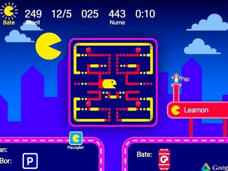 Screenshot of Pacman Google Doodle gameplay on a browser