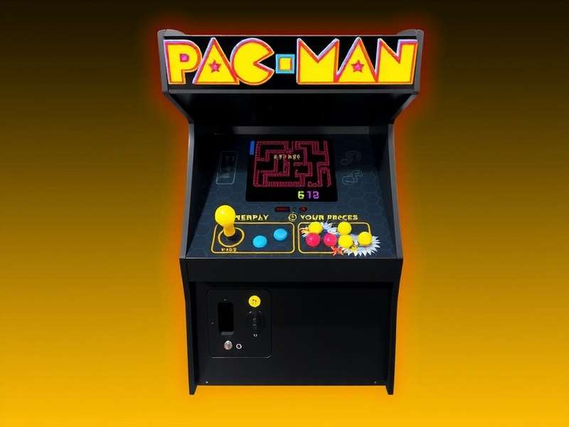 Classic yellow Pac-Man character in maze with ghosts Blinky, Pinky, Inky, and Clyde