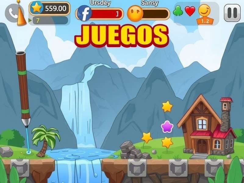 PAC-MAN gameplay on Google Juegos platform showing maze and ghosts