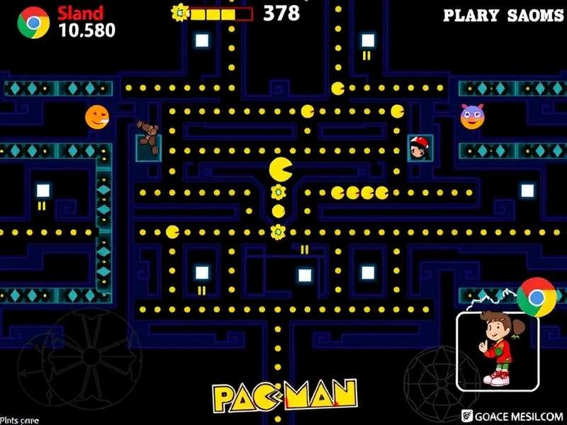 Pac-Man gameplay on a modern laptop browser