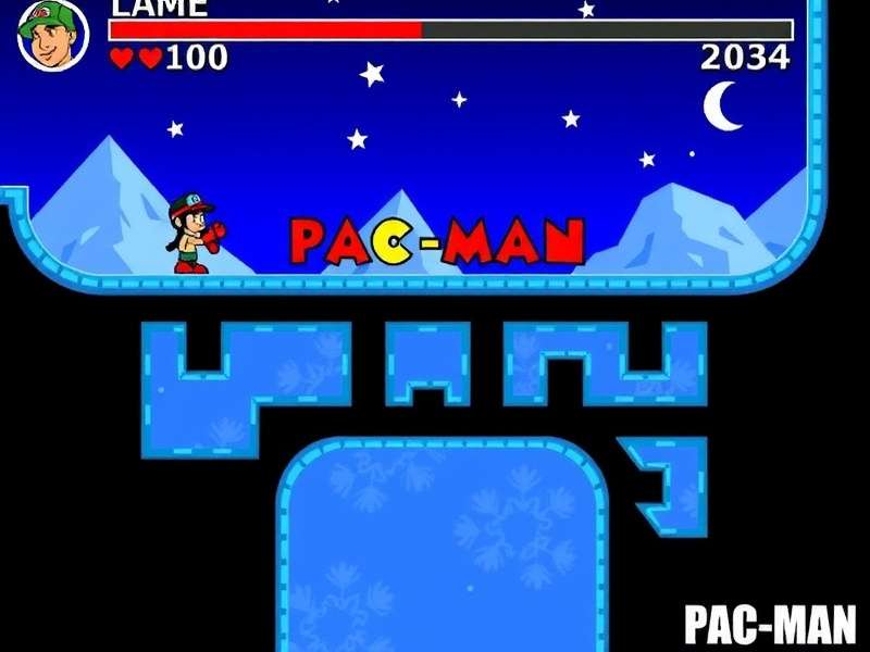 Vibrant retro arcade cabinet featuring Pac-man game