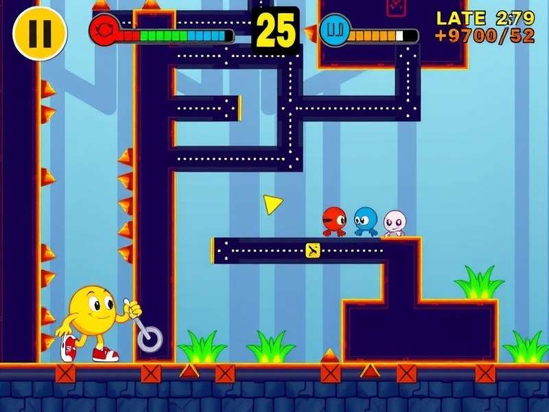 Screenshot of Pacman Online gameplay showing the classic maze, Pac-Man, and the four ghosts