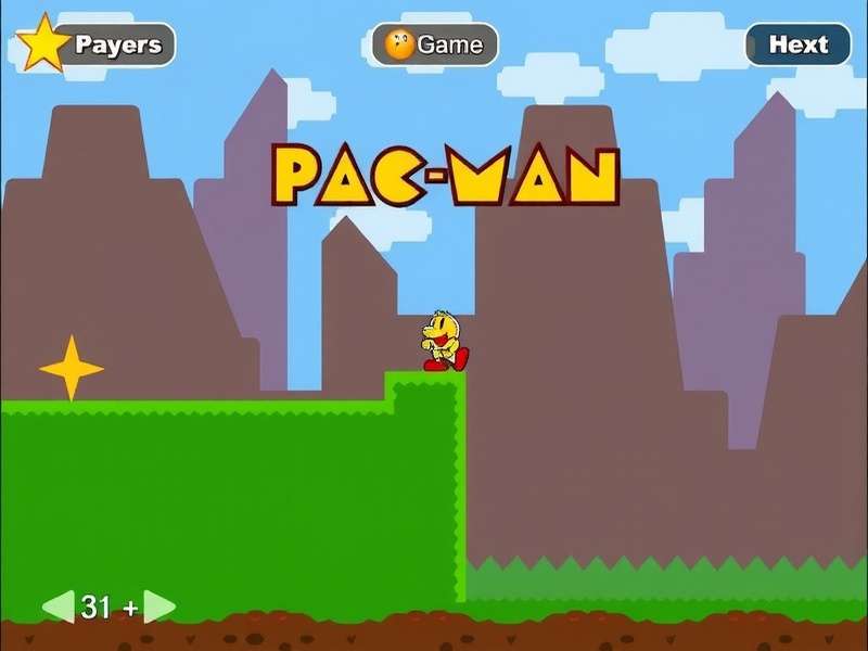 Screenshot of Pacman Unblocked game in action, showing Pac-Man and four ghosts in the maze