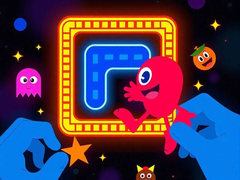 Historic PAC-MAN arcade cabinet with glowing screen