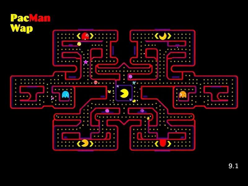 Detailed blueprint of the original PAC-MAN arcade map with ghost patrol zones highlighted