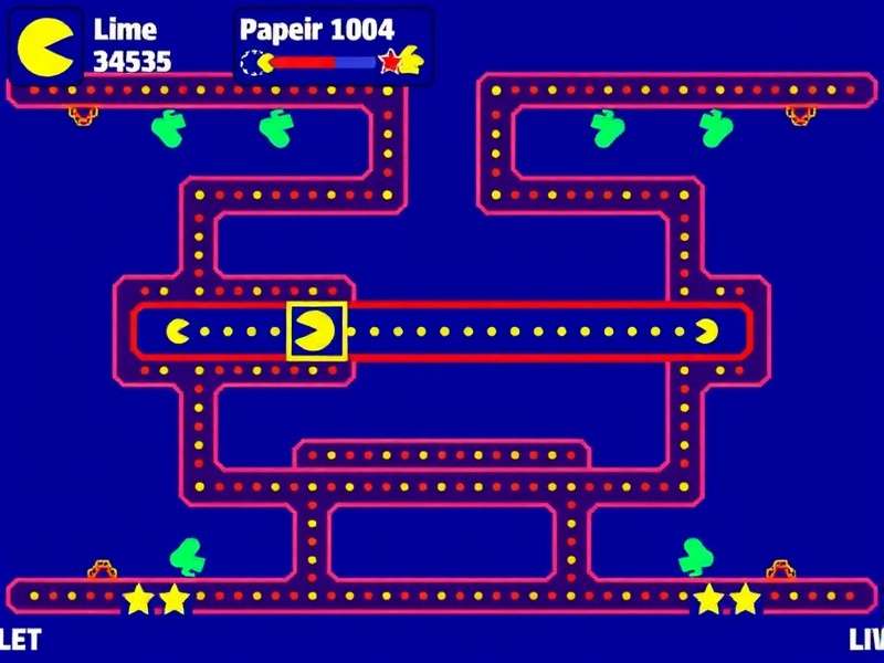 Pacman arcade machine in full screen Echalk mode