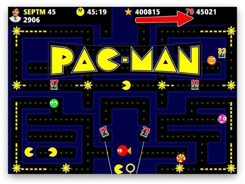 Pac-Man game running on a Windows 7 desktop screen
