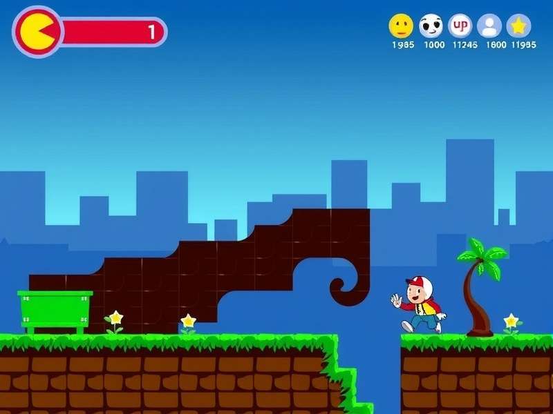 PAC MAN classic maze gameplay with yellow Pac-Man and four colourful ghosts