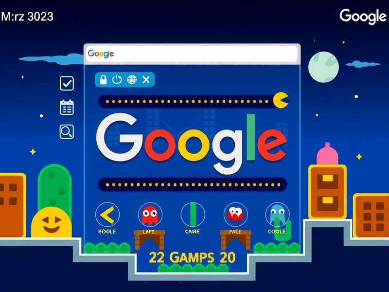 Pacman Doodle Google tribute artwork showing PAC MAN and ghosts in a maze