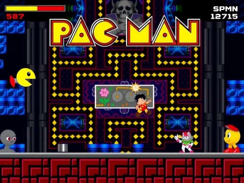 Pac Man Game Ps1 — Classic arcade action on PlayStation 1 with yellow Pac-Man and colourful ghosts