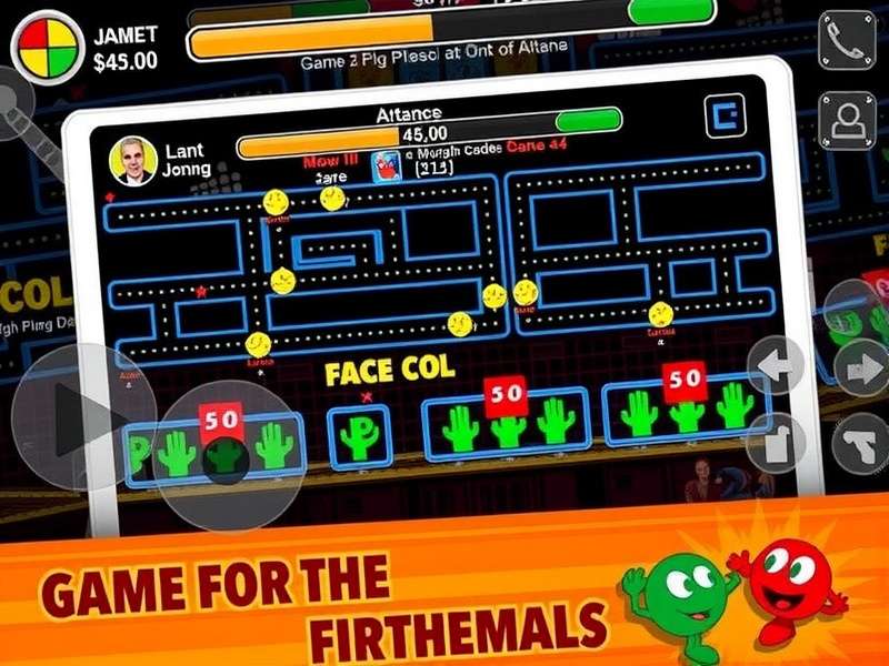 PAC MAN game running on an Android smartphone showing classic yellow maze with ghosts