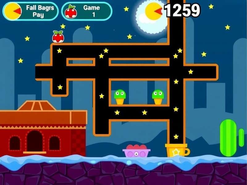 PAC MAN classic gameplay screenshot showing Pacman chasing ghosts in the maze