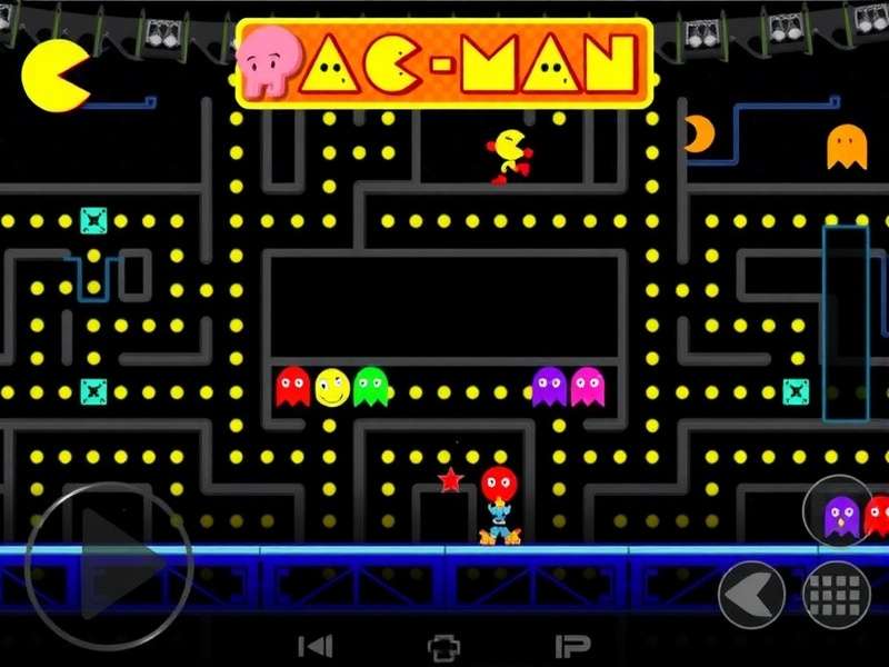 Classic PAC-MAN arcade gameplay with ghosts and pellets — Google Pac Man Games tribute