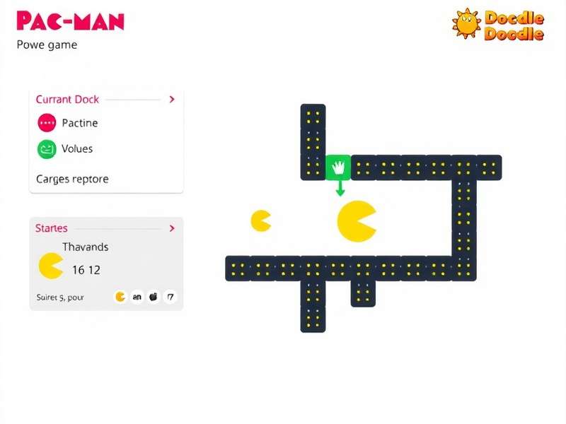 Pac Man Doodle celebrating Google's 30th anniversary interactive game with classic yellow maze and ghosts