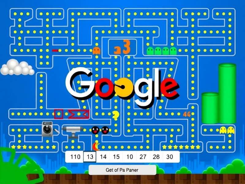 Google Pac Man Doodle homepage screenshot showing the classic PAC MAN maze integrated into the Google logo